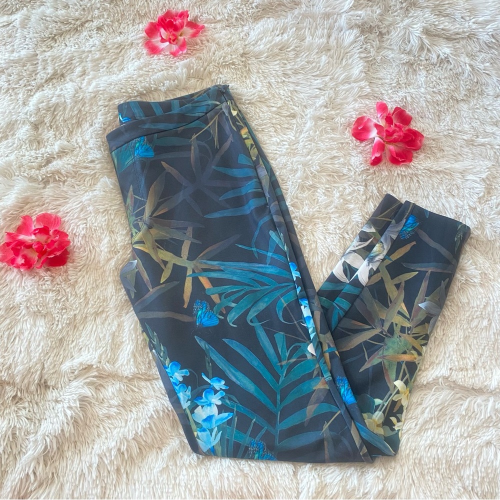 Ted Baker Sew In Love Black Floral Moody Print Women's Straight Leggings